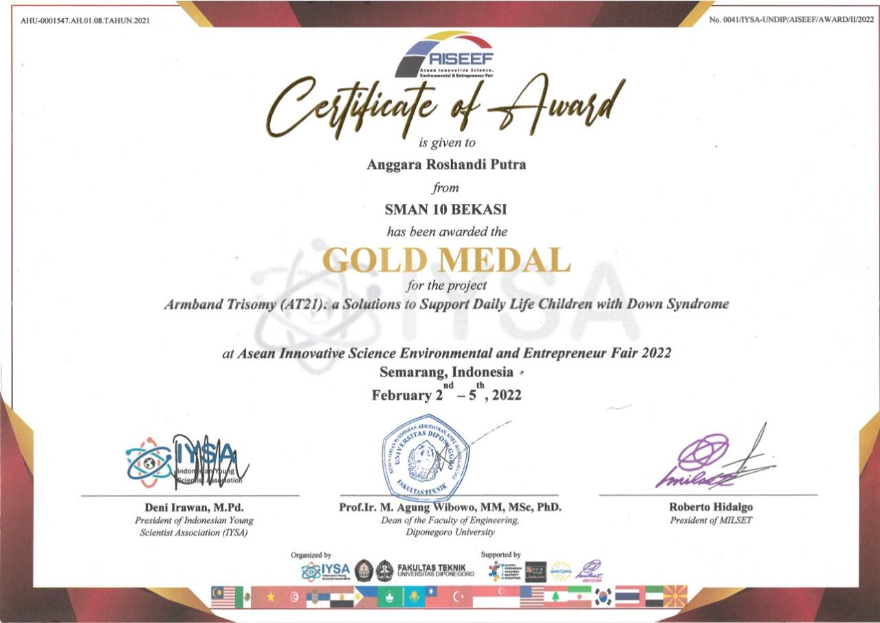 Gold Medal, AISEEF 2022 (IYSA)